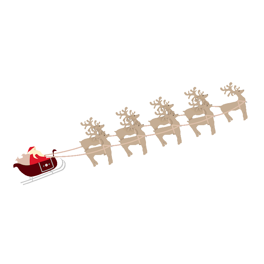 Santa on his slay with reindeers website header image
